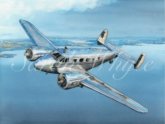 Twin Beech Print - Watercolor Art by Sarah Whyte